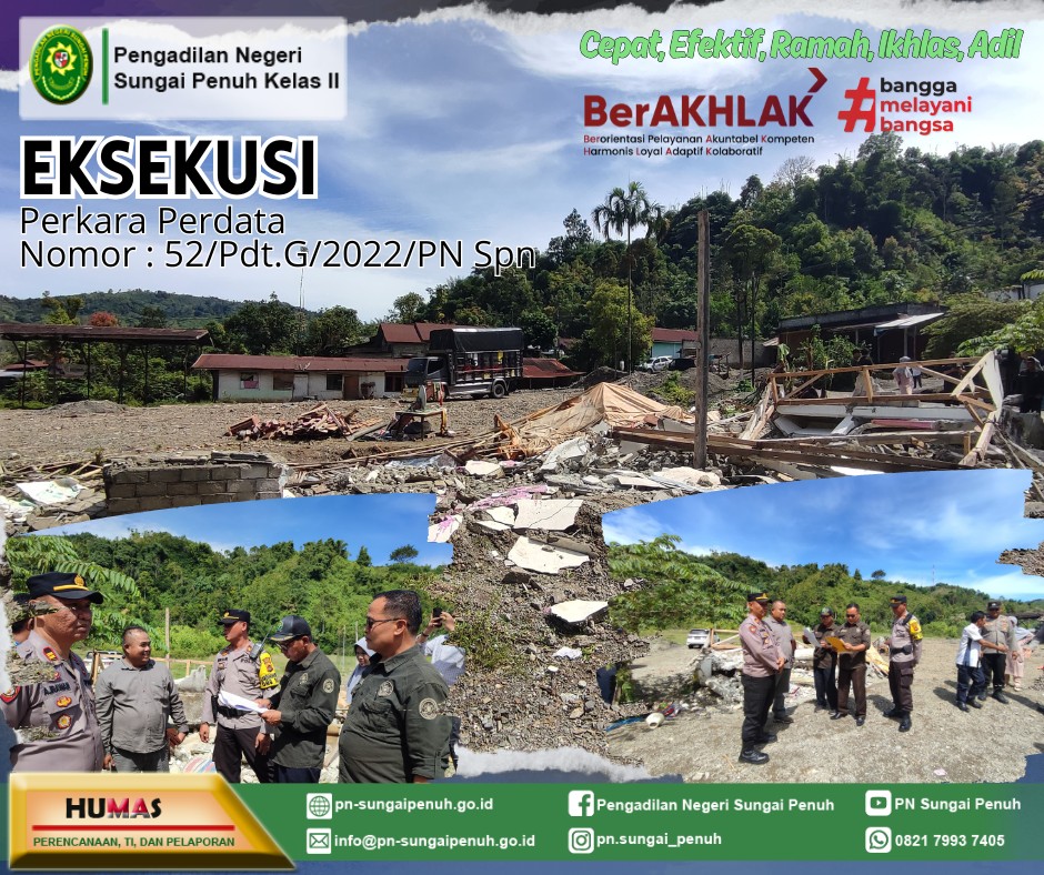  Eksekusi perkara Perdata Nomor: 52/Pdt.G/2023/PN Spn dengan Register Nomor: 7/Pdt.Eks/2023/PN Spn